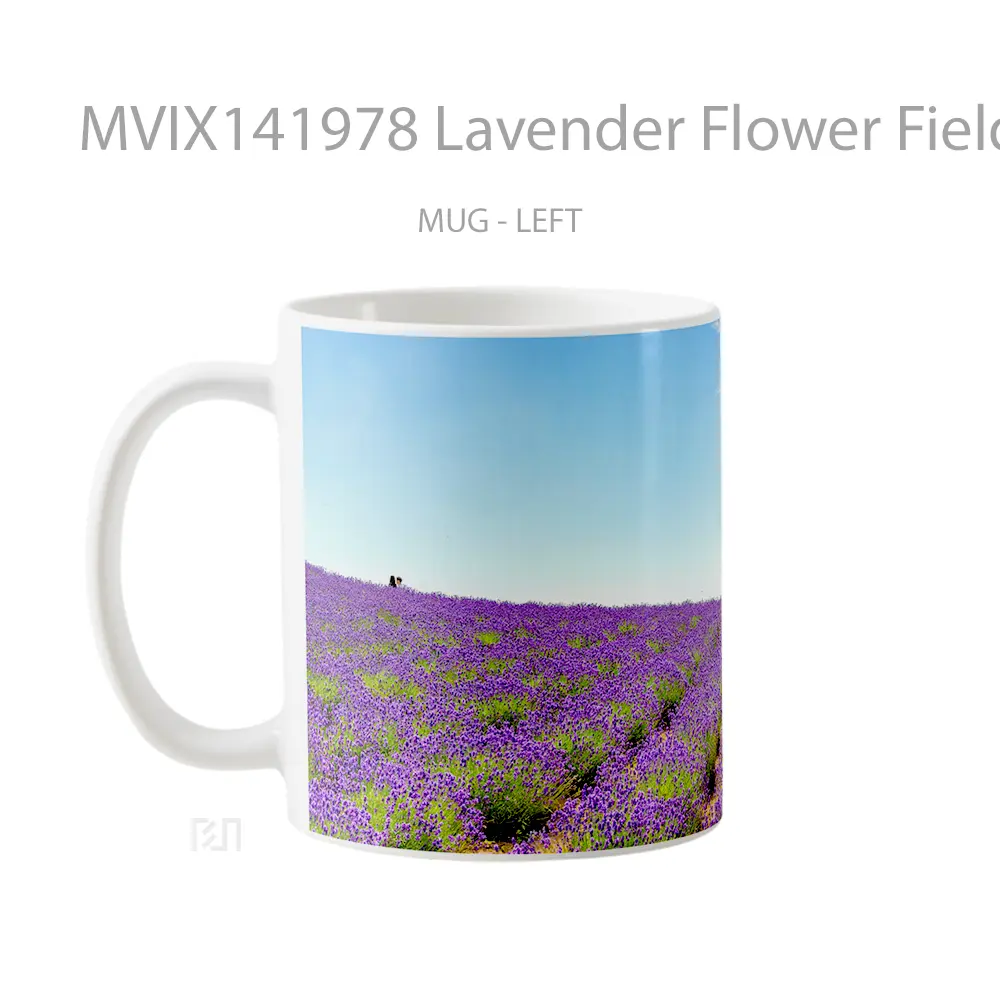Mug Lavender Flower Field Scenery Landscape Gelas Keramik Unik - All-side / Desain