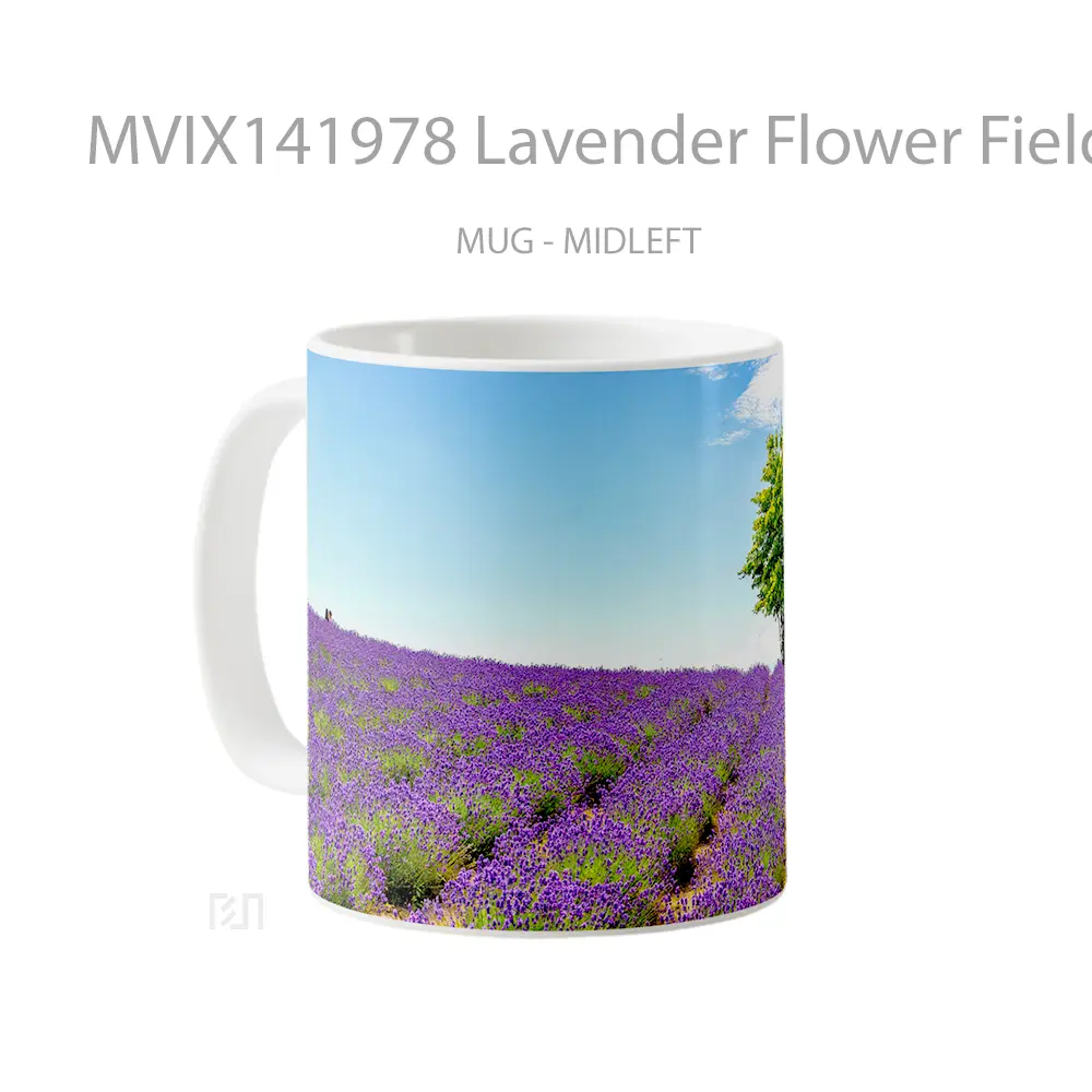 Mug Lavender Flower Field Scenery Landscape Gelas Keramik Unik - All-side / Desain