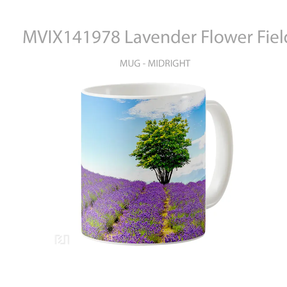 Mug Lavender Flower Field Scenery Landscape Gelas Keramik Unik - All-side / Desain
