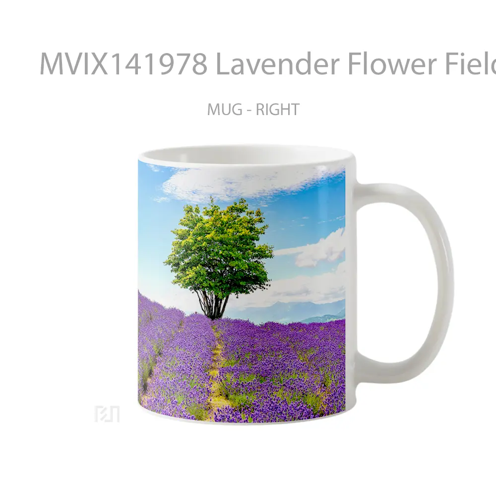 Mug Lavender Flower Field Scenery Landscape Gelas Keramik Unik - All-side / Desain
