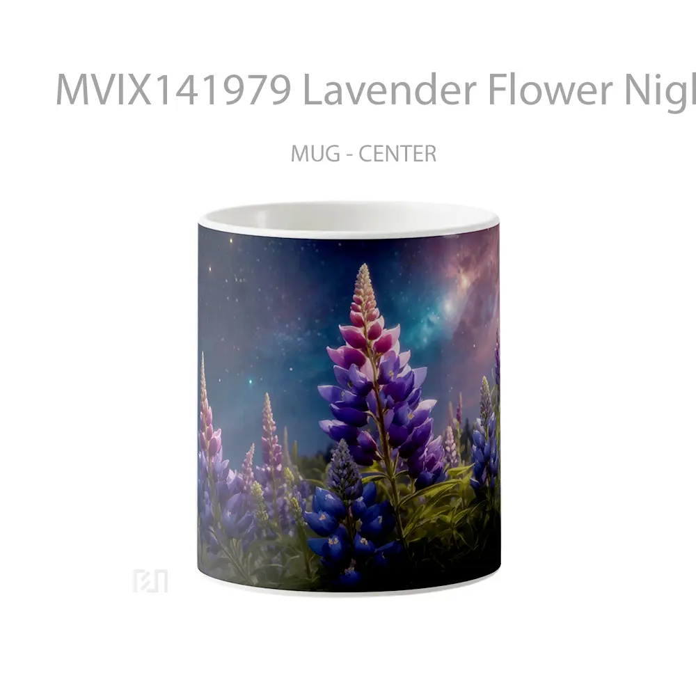 Mug Lavender Flower Night Sky Scenery Gelas Pemandangan Alam
