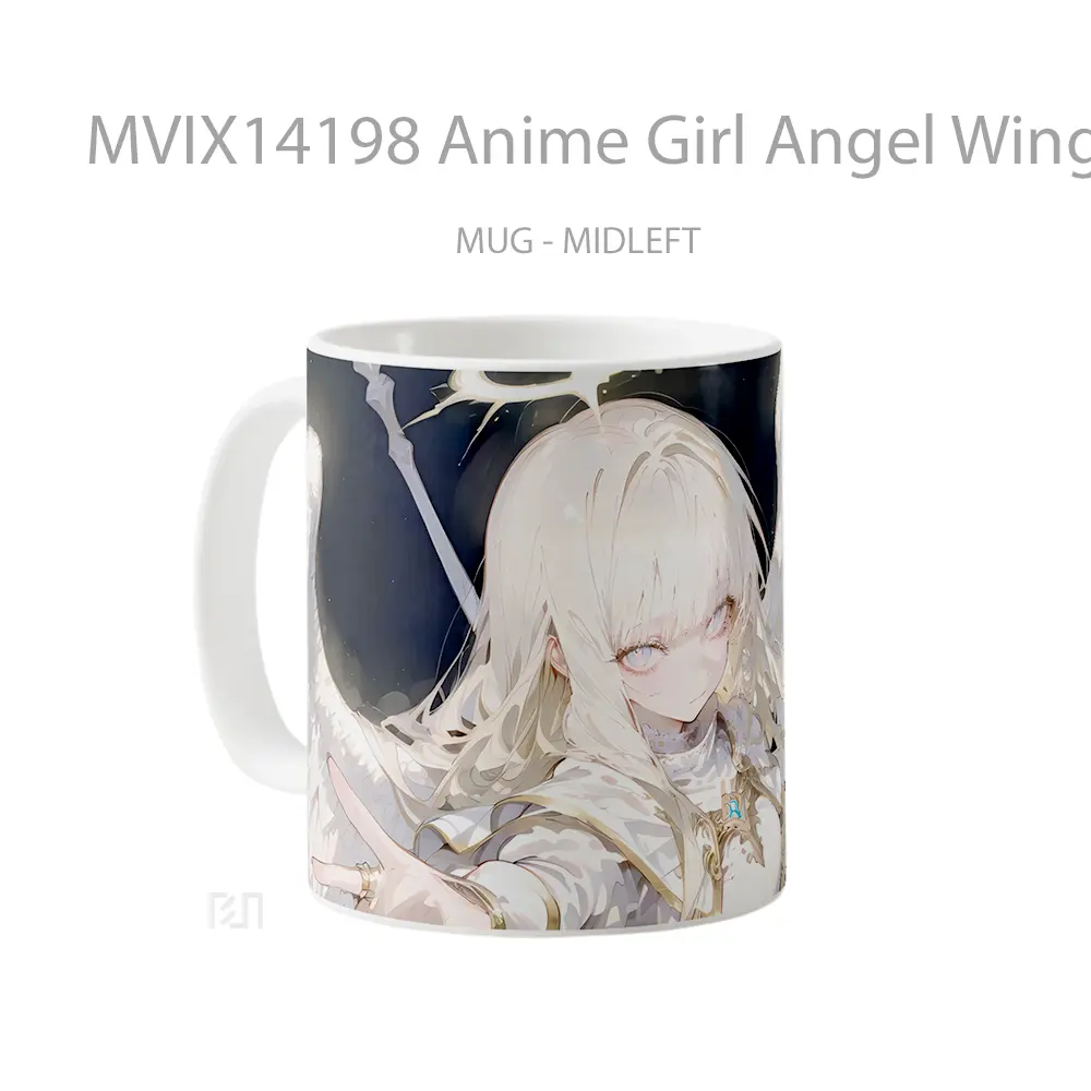 Mug Anime Girl Angel Wings Blonde Cangkir Anime - All-side / Desain
