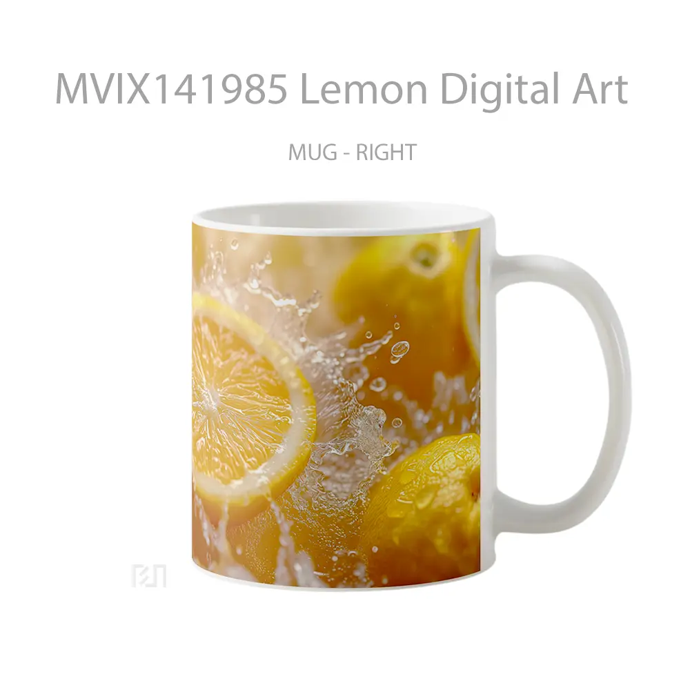 Mug Lemon Digital Art Gelas Keramik Unik - All-side / Desain