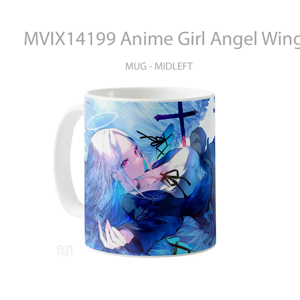 Mug Anime Girl Angel Wings Halo Cangkir Anime - All-side / Desain