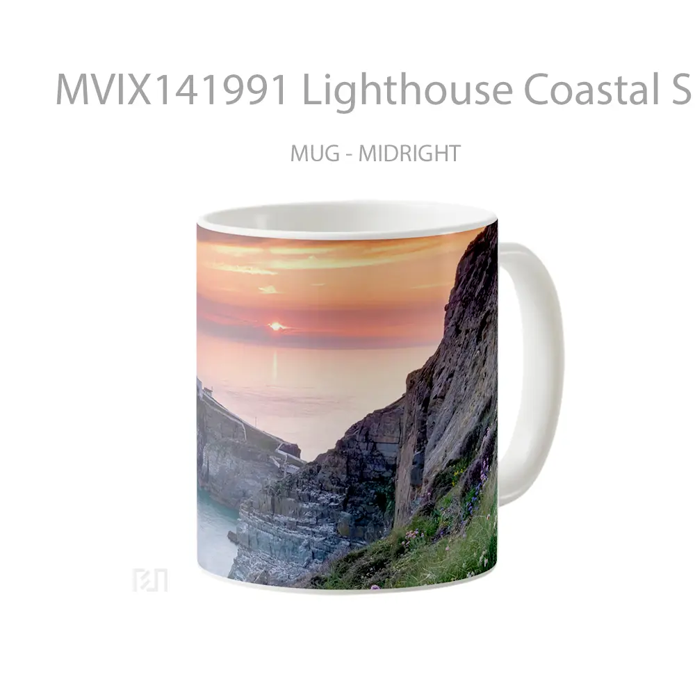 Mug Lighthouse Coastal Sunset Scenery Gelas Pemandangan Alam - All-side / Desain