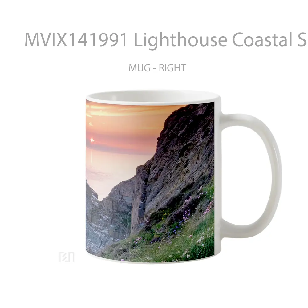 Mug Lighthouse Coastal Sunset Scenery Gelas Pemandangan Alam - All-side / Desain