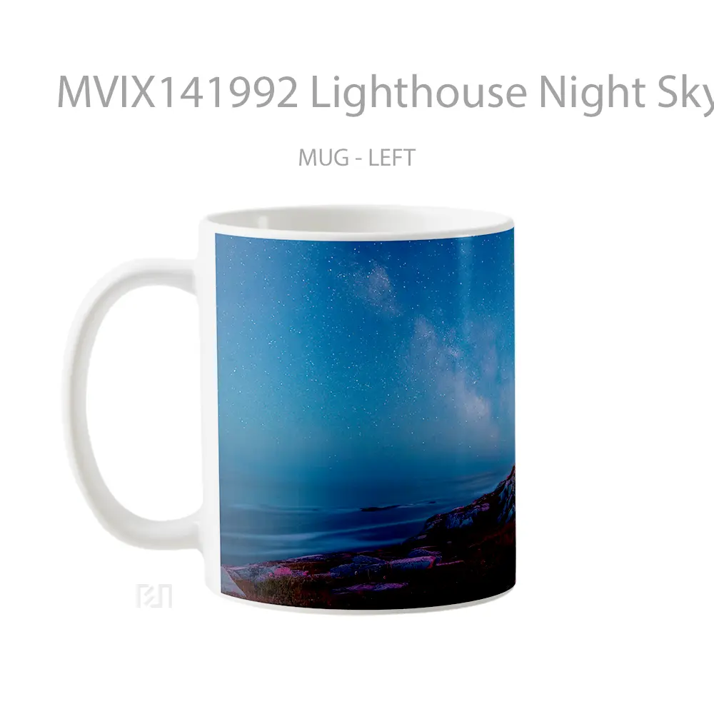 Mug Lighthouse Night Sky Stars Scenery Gelas Pemandangan Alam - All-side / Desain