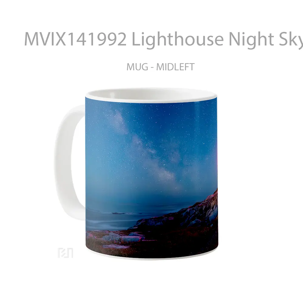 Mug Lighthouse Night Sky Stars Scenery Gelas Pemandangan Alam - All-side / Desain