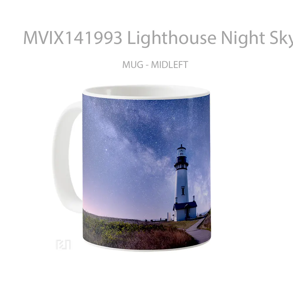 Mug Lighthouse Night Sky Stars Scenery Gelas Pemandangan Alam - All-side / Desain