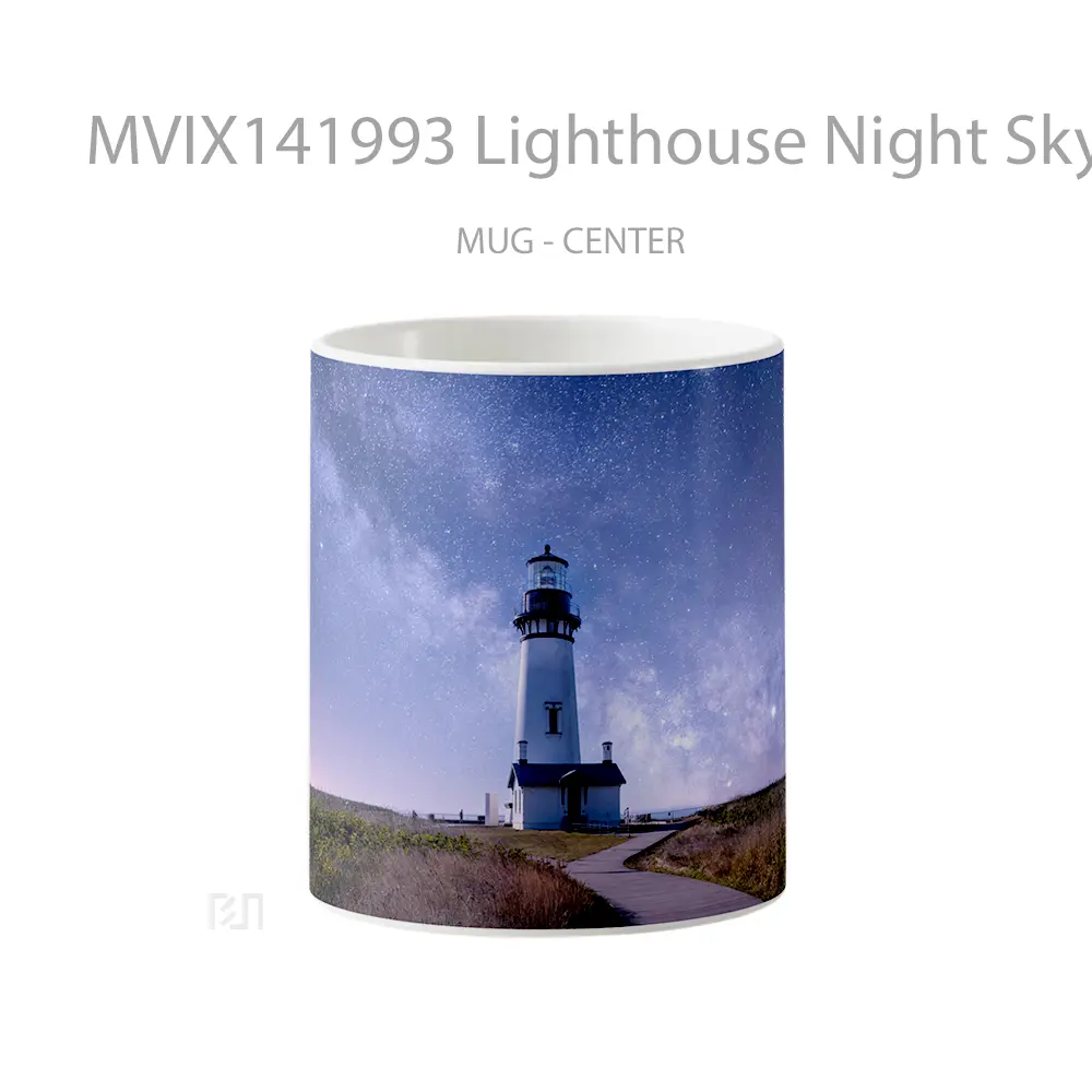 Mug Lighthouse Night Sky Stars Scenery Gelas Pemandangan Alam