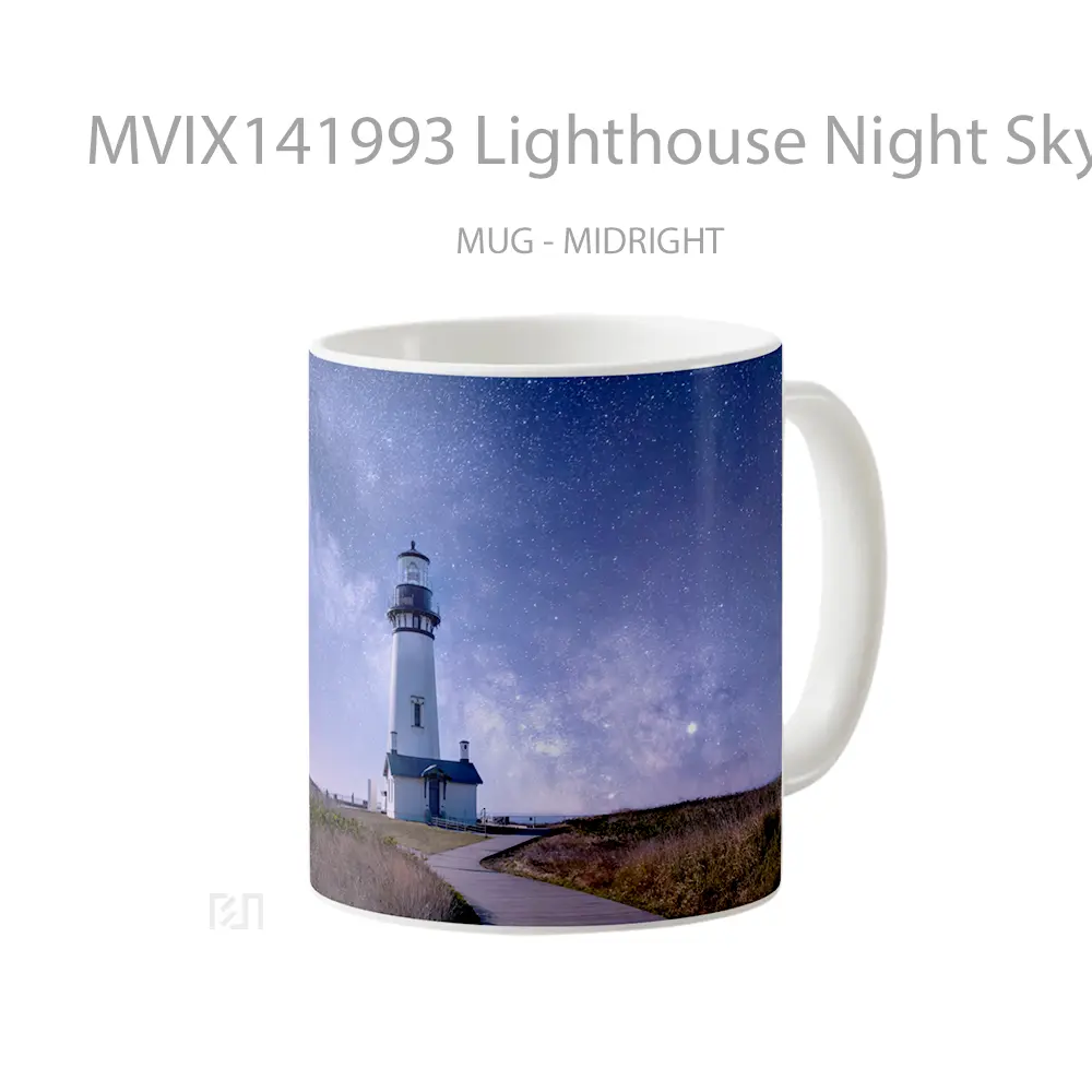 Mug Lighthouse Night Sky Stars Scenery Gelas Pemandangan Alam - All-side / Desain