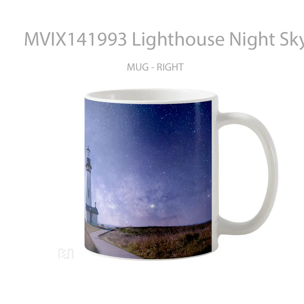 Mug Lighthouse Night Sky Stars Scenery Gelas Pemandangan Alam - All-side / Desain