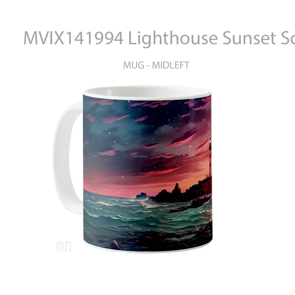 Mug Lighthouse Sunset Scenery Digital Art Gelas Pemandangan Alam - All-side / Desain