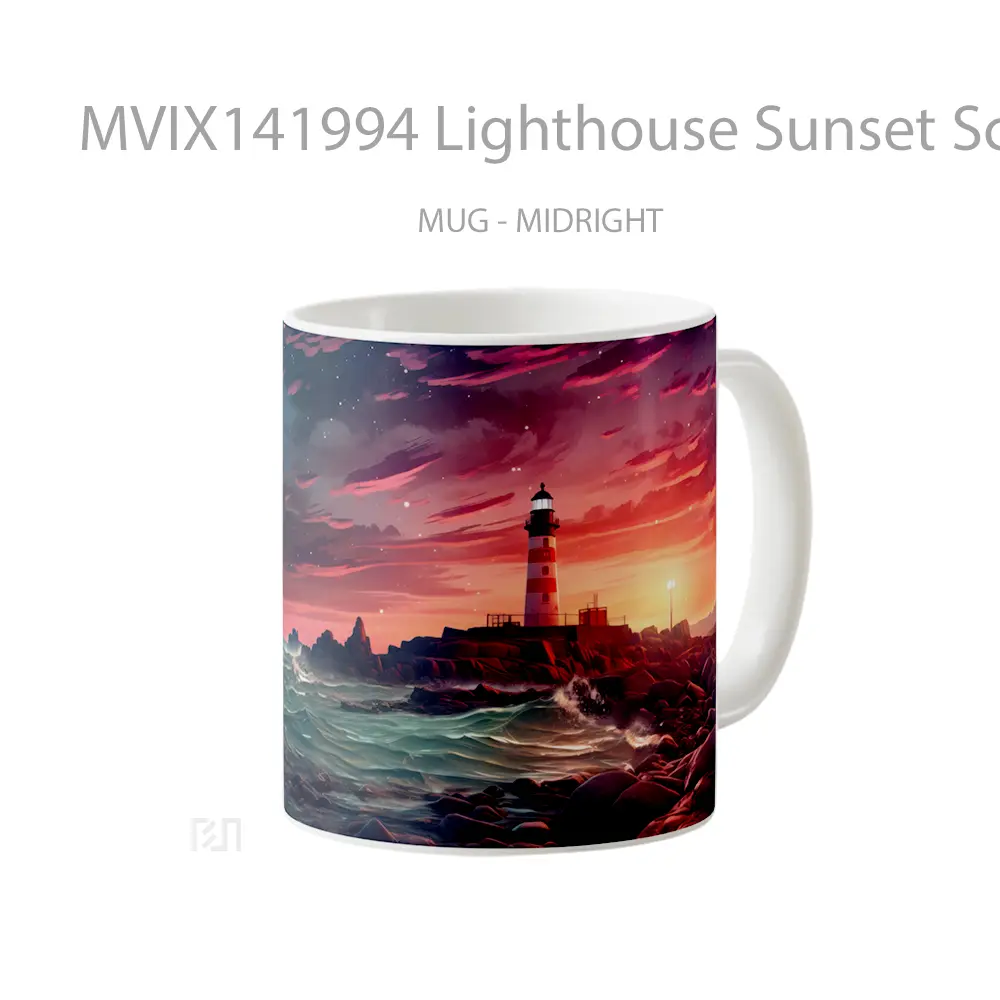 Mug Lighthouse Sunset Scenery Digital Art Gelas Pemandangan Alam - All-side / Desain