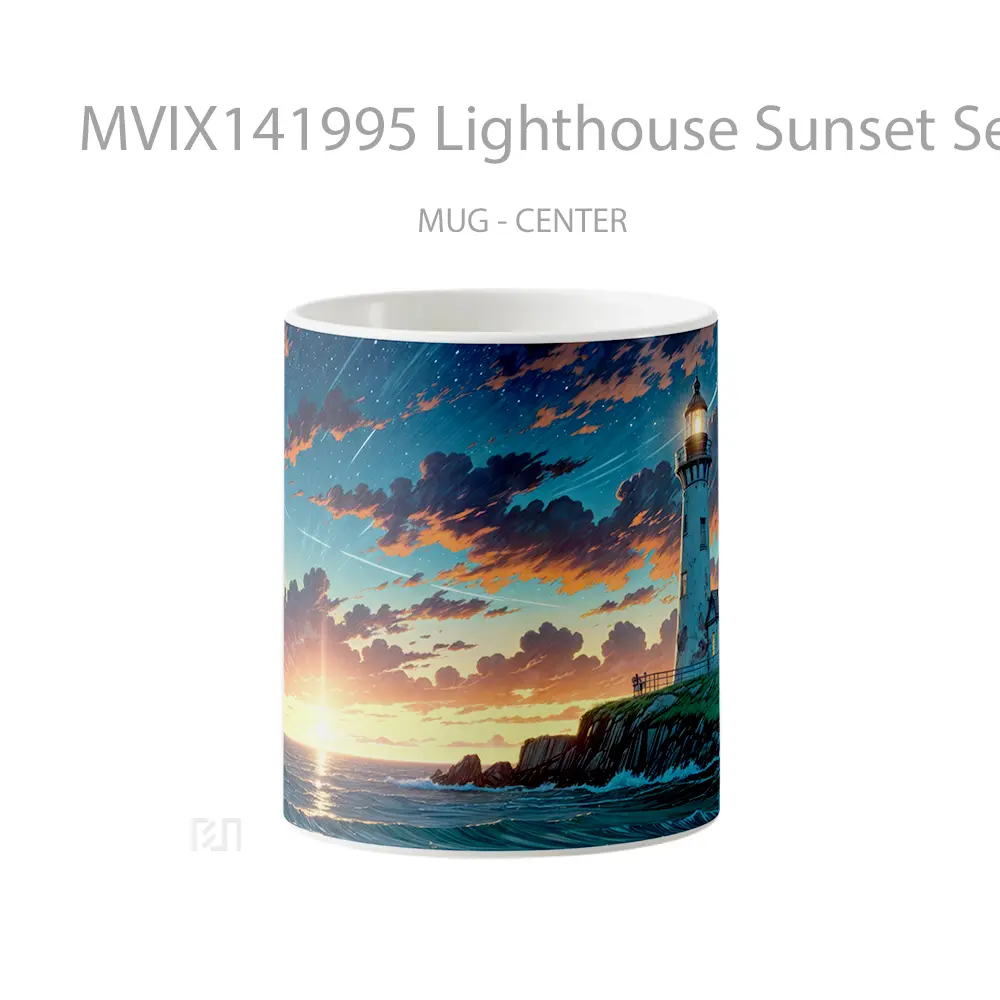 Mug Lighthouse Sunset Sea Scenery Art Gelas Pemandangan Alam