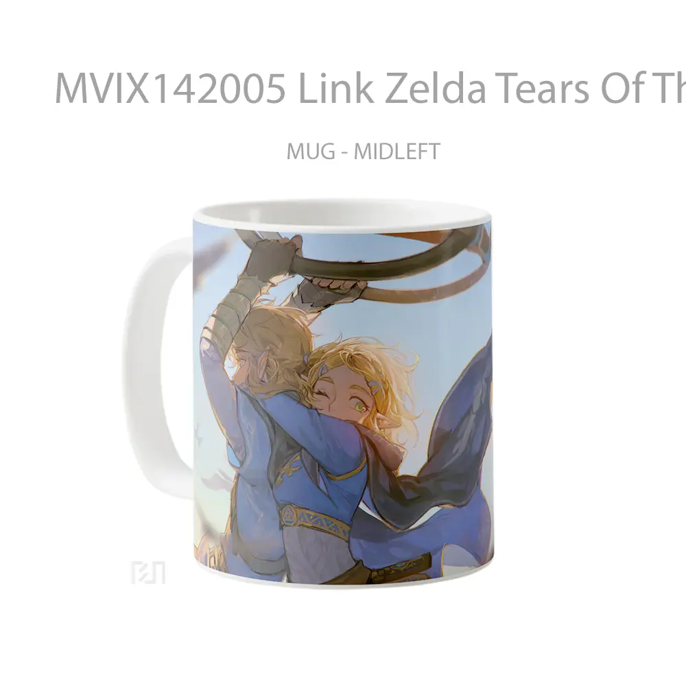 Mug Link Zelda Tears Of The Kingdom Art Gelas Keramik Unik - All-side / Desain