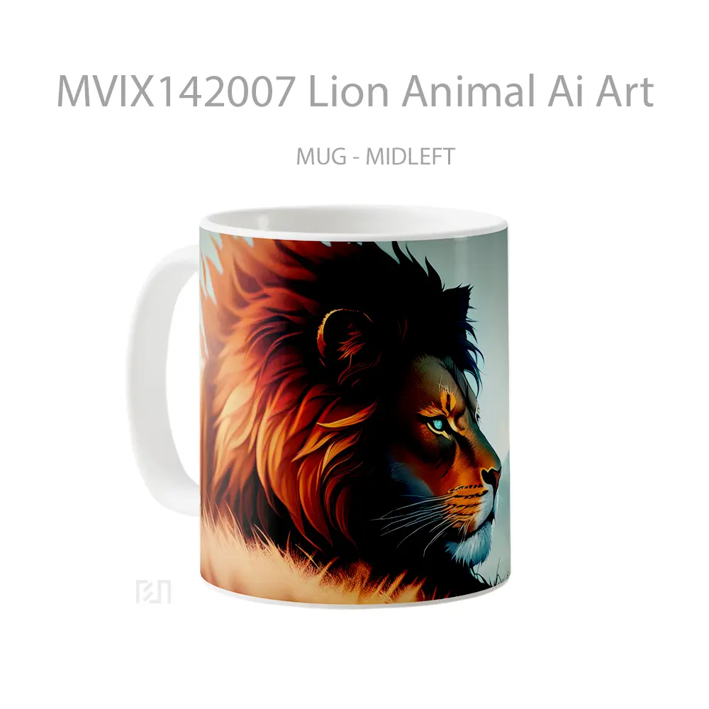 Mug Lion Animal Ai Art Gelas Hewan Lucu - All-side / Desain