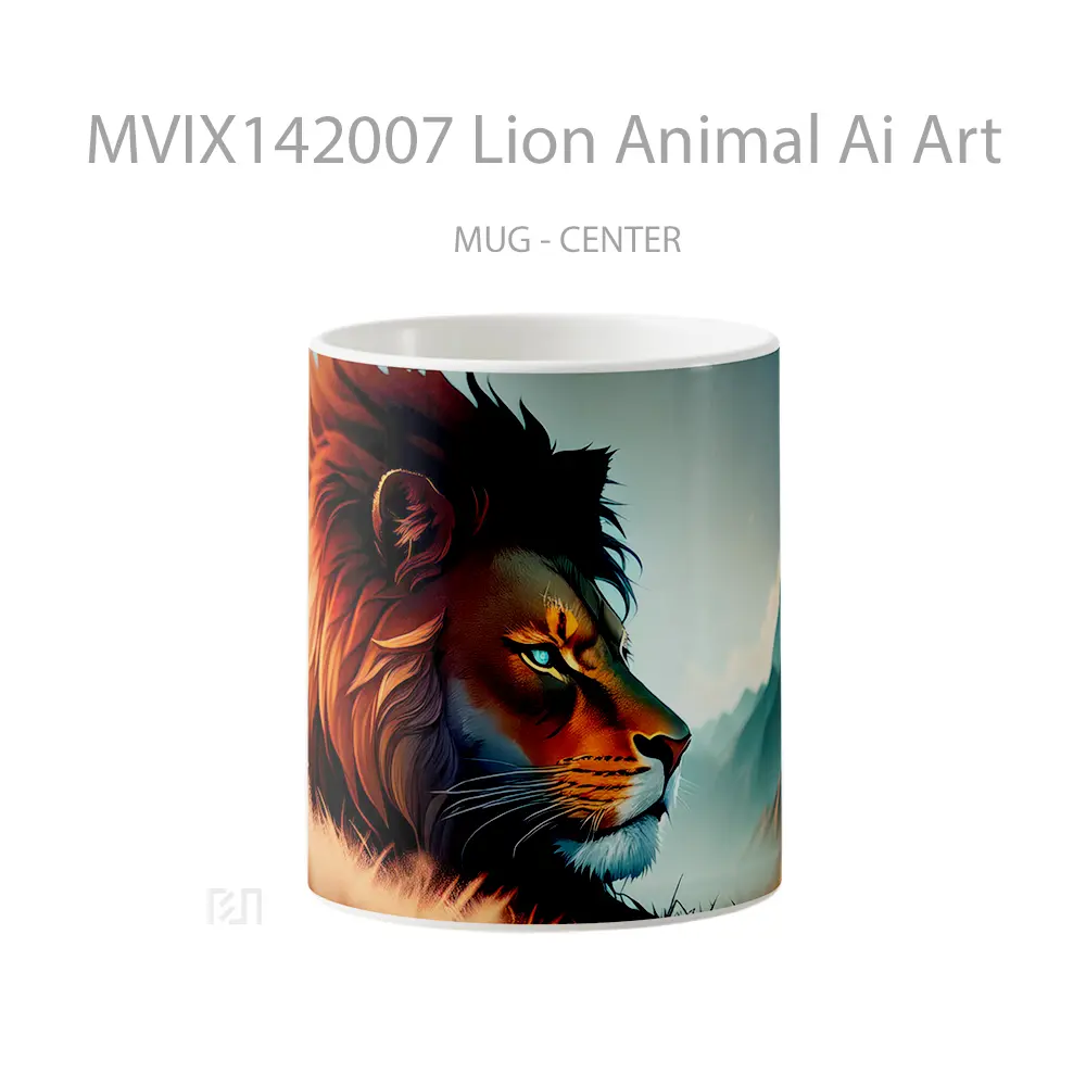 Mug Lion Animal Ai Art Gelas Hewan Lucu