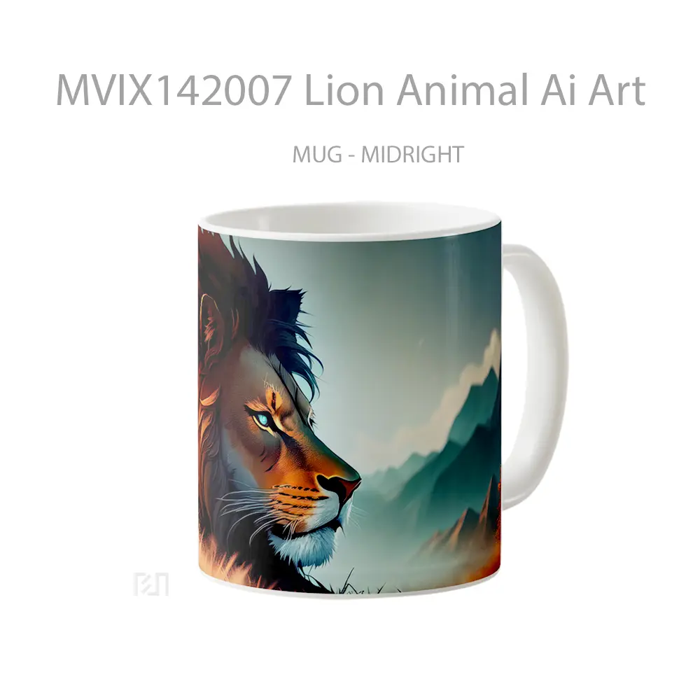 Mug Lion Animal Ai Art Gelas Hewan Lucu - All-side / Desain