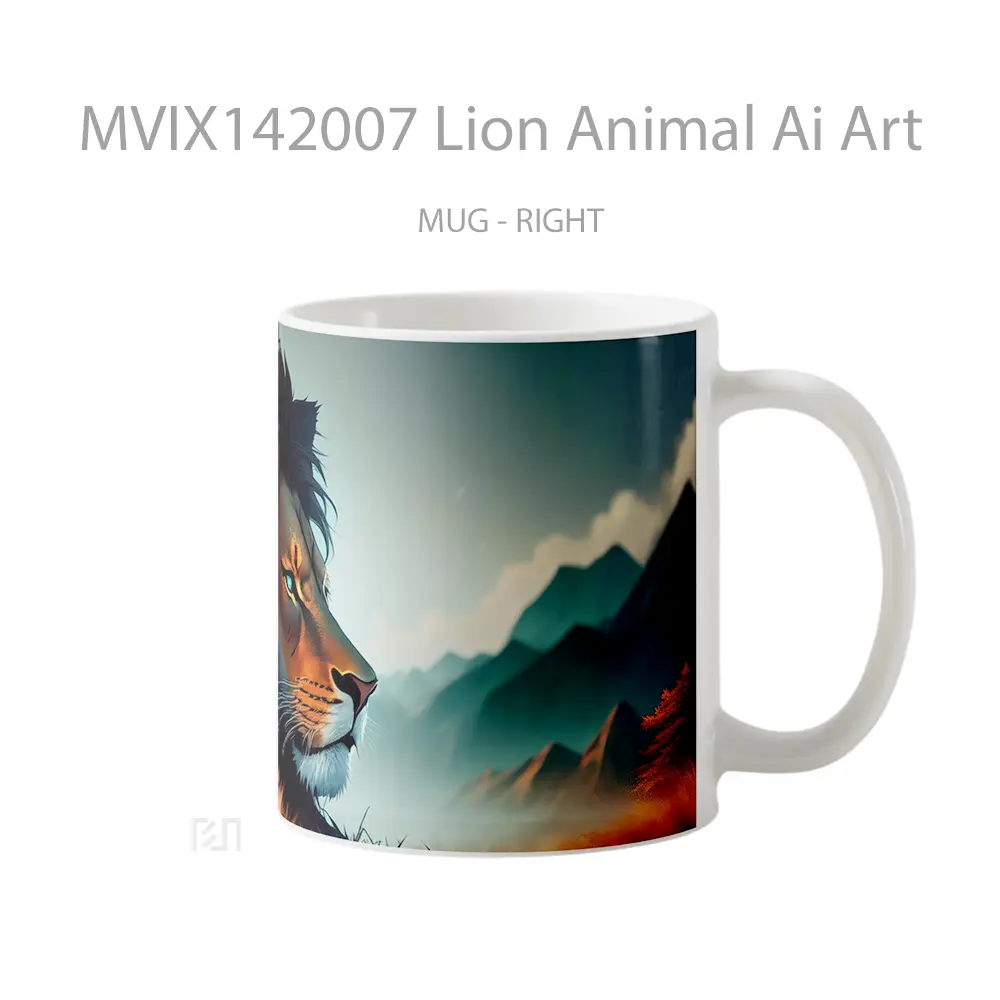 Mug Lion Animal Ai Art Gelas Hewan Lucu - All-side / Desain
