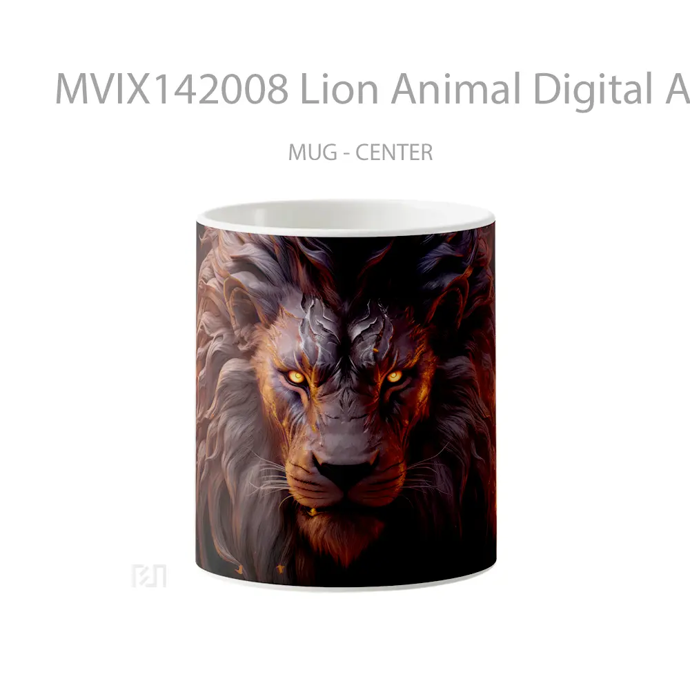 Mug Lion Animal Digital Art Gelas Hewan Lucu