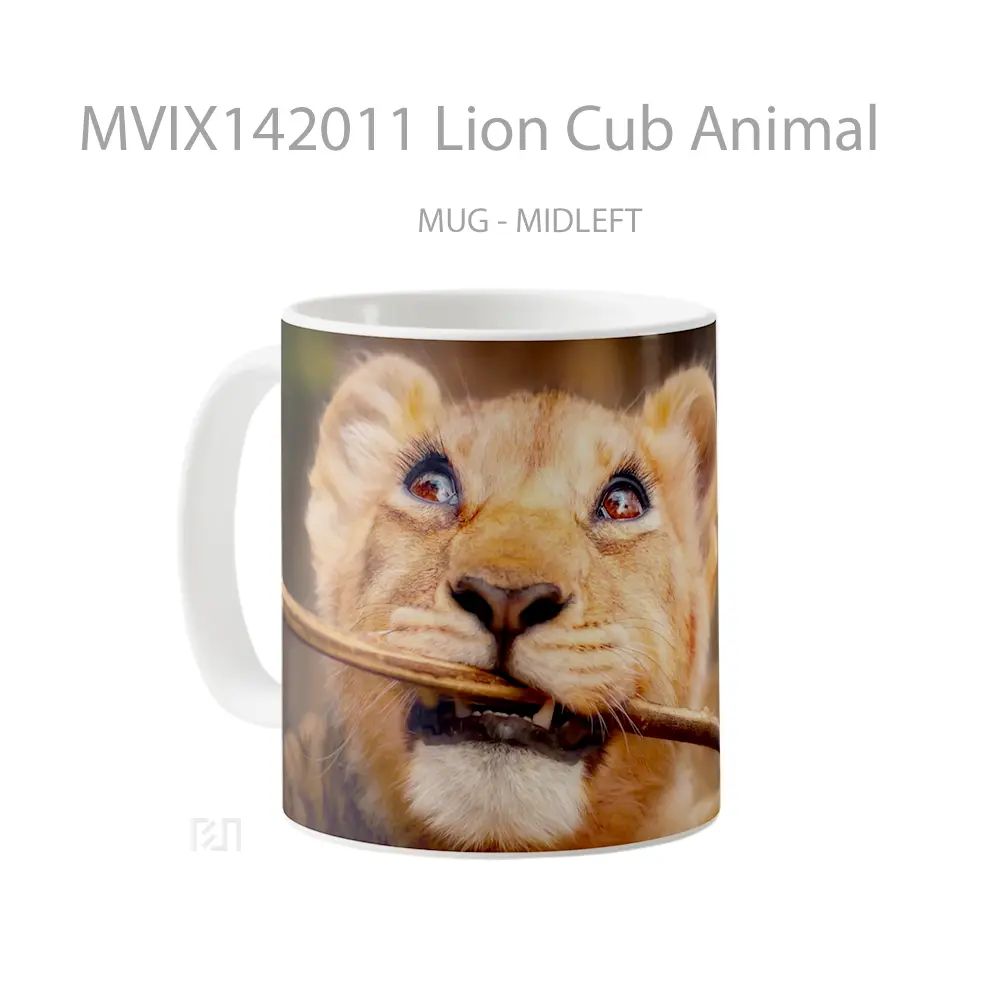 Mug Lion Cub Animal Gelas Hewan Lucu - All-side / Desain