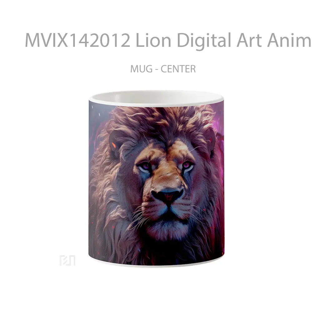 Mug Lion Digital Art Animal Gelas Hewan Lucu