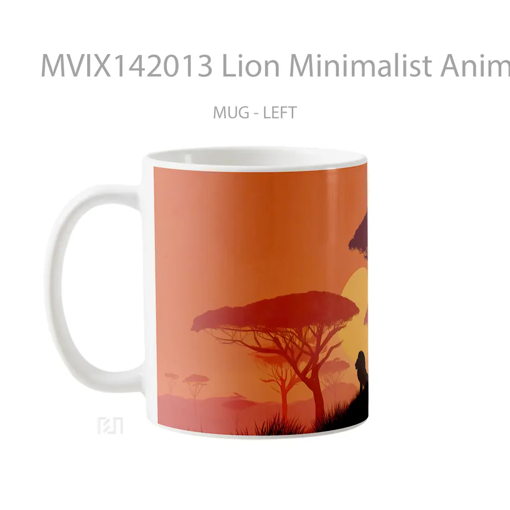 Mug Lion Minimalist Animal Gelas Hewan Lucu - All-side / Desain