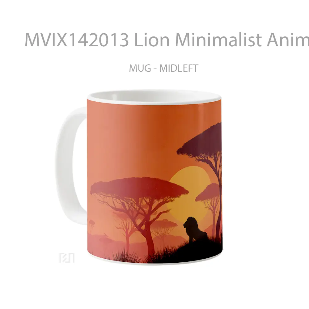 Mug Lion Minimalist Animal Gelas Hewan Lucu - All-side / Desain