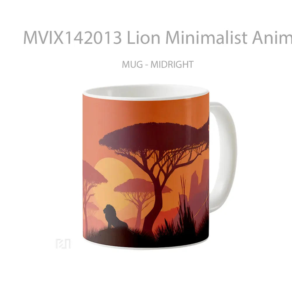 Mug Lion Minimalist Animal Gelas Hewan Lucu - All-side / Desain