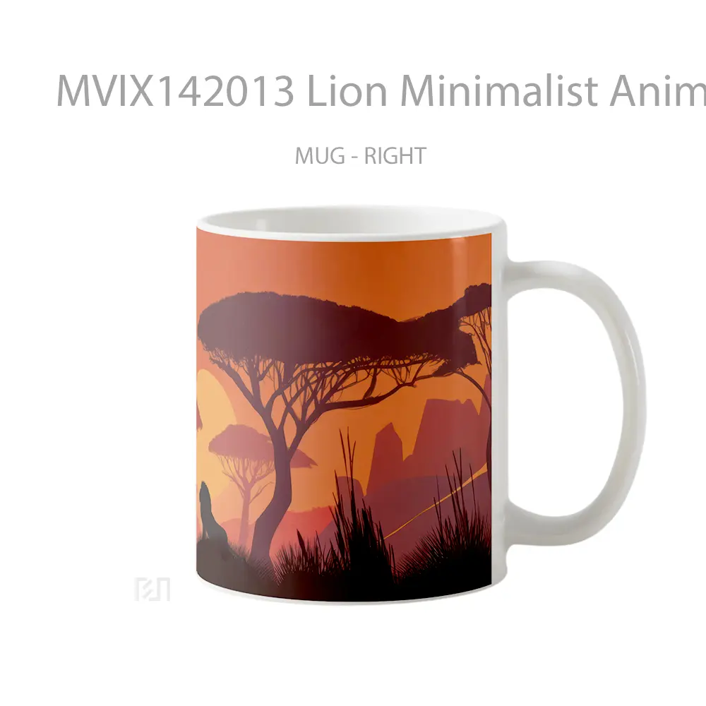 Mug Lion Minimalist Animal Gelas Hewan Lucu - All-side / Desain