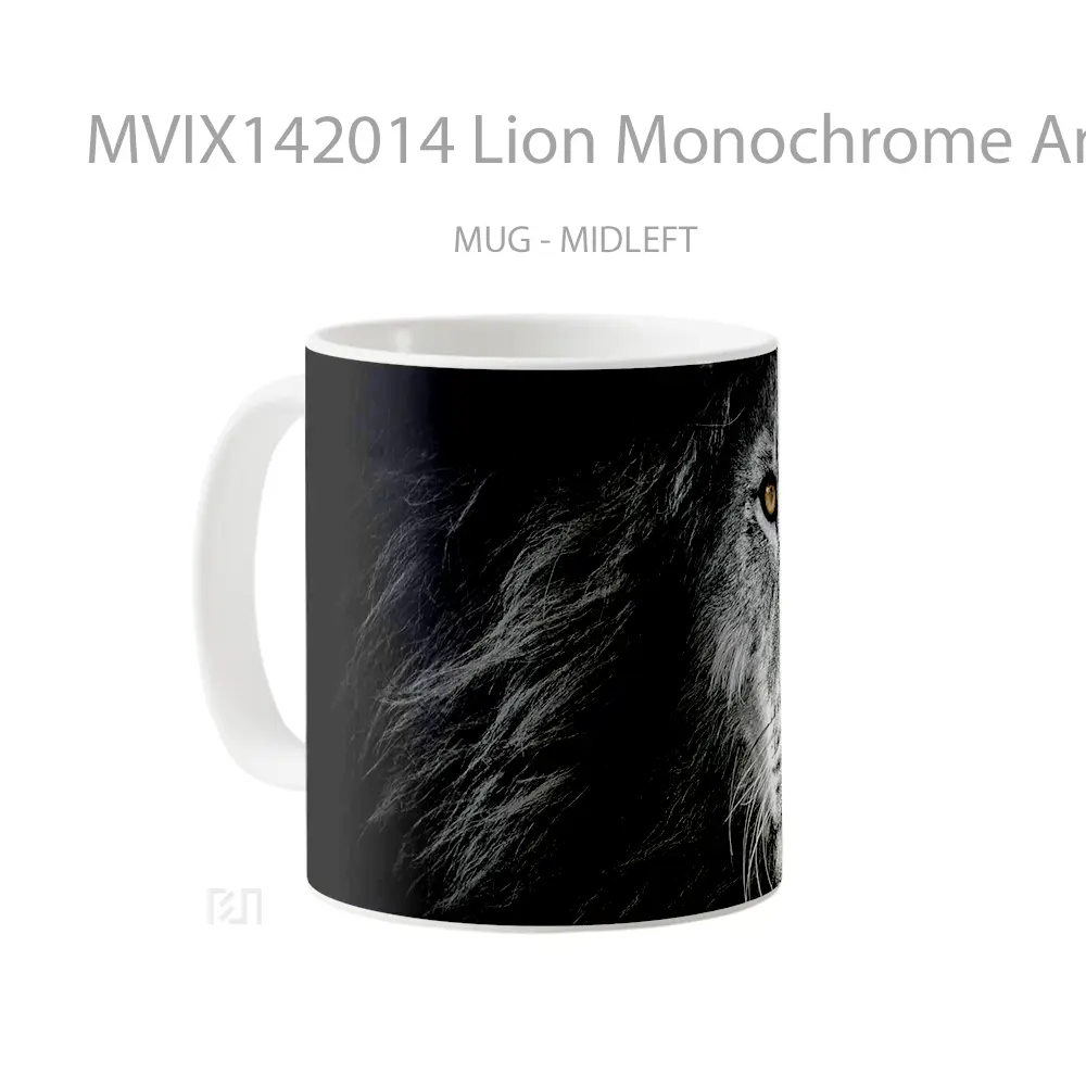Mug Lion Monochrome Animal Gelas Hewan Lucu - All-side / Desain