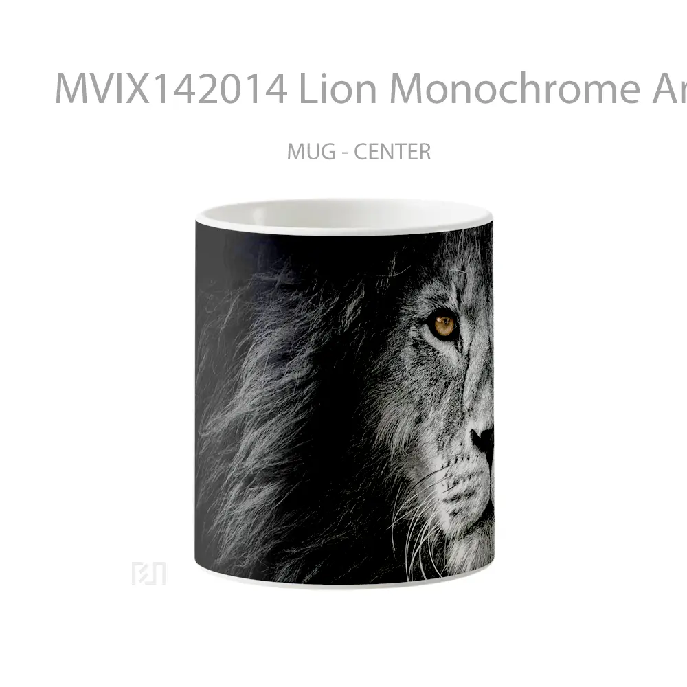 Mug Lion Monochrome Animal Gelas Hewan Lucu