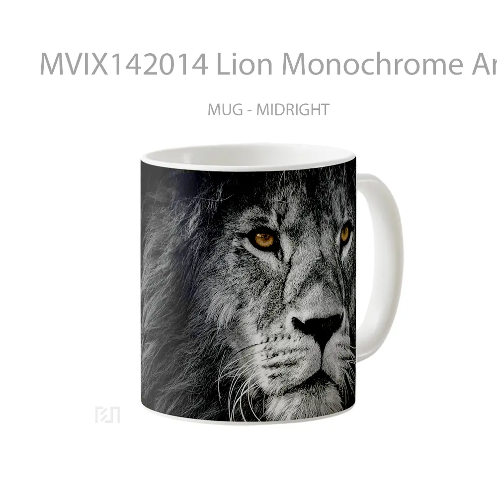 Mug Lion Monochrome Animal Gelas Hewan Lucu - All-side / Desain