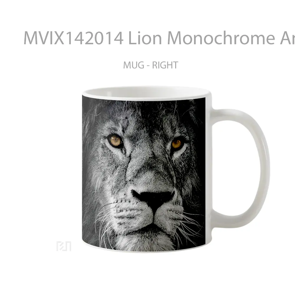 Mug Lion Monochrome Animal Gelas Hewan Lucu - All-side / Desain