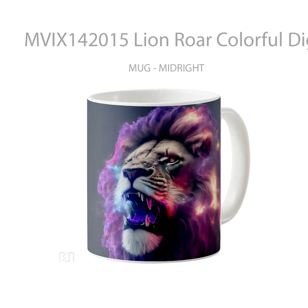 Mug Lion Roar Colorful Digital Art Animal Gelas Hewan Lucu - All-side / Desain