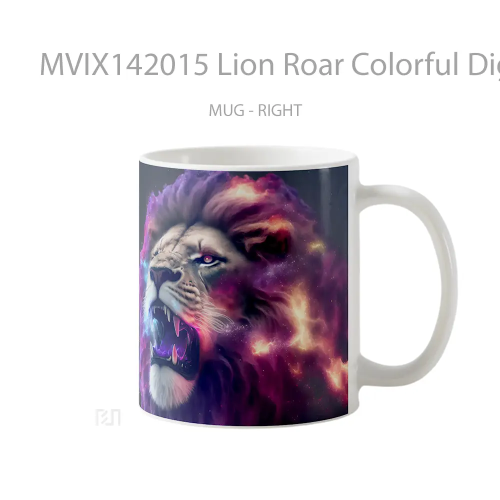 Mug Lion Roar Colorful Digital Art Animal Gelas Hewan Lucu - All-side / Desain