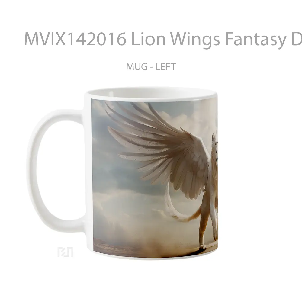 Mug Lion Wings Fantasy Digital Art Gelas Hewan Lucu - All-side / Desain