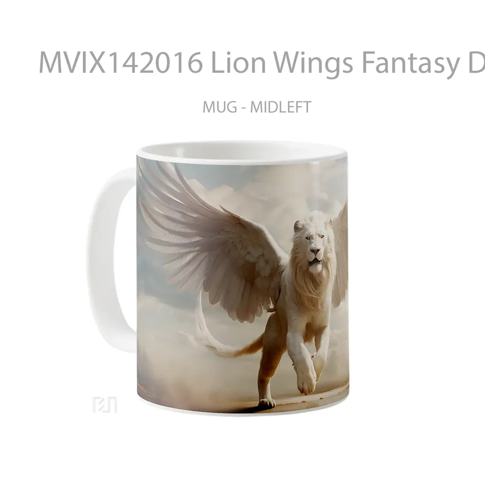 Mug Lion Wings Fantasy Digital Art Gelas Hewan Lucu - All-side / Desain