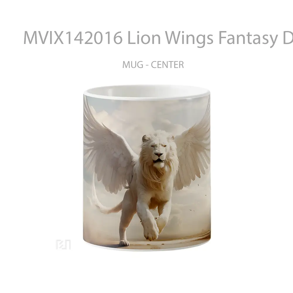 Mug Lion Wings Fantasy Digital Art Gelas Hewan Lucu