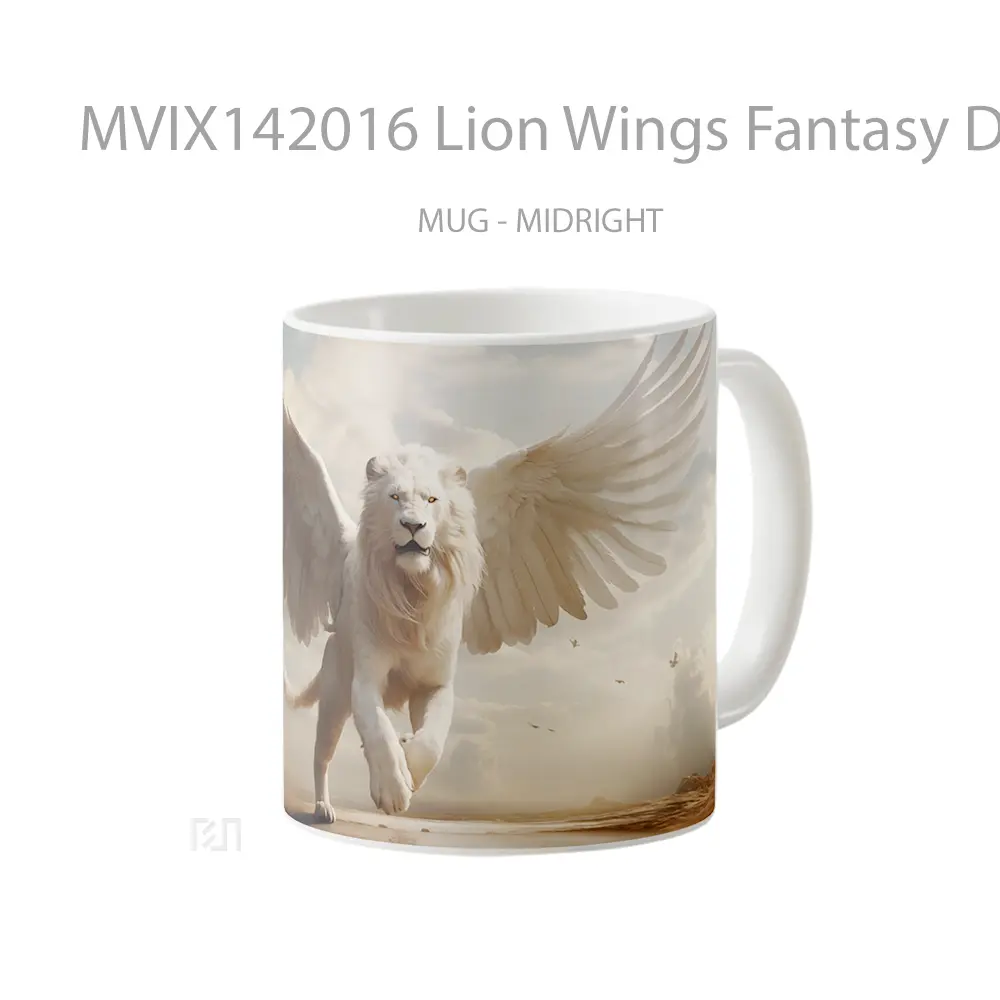 Mug Lion Wings Fantasy Digital Art Gelas Hewan Lucu - All-side / Desain