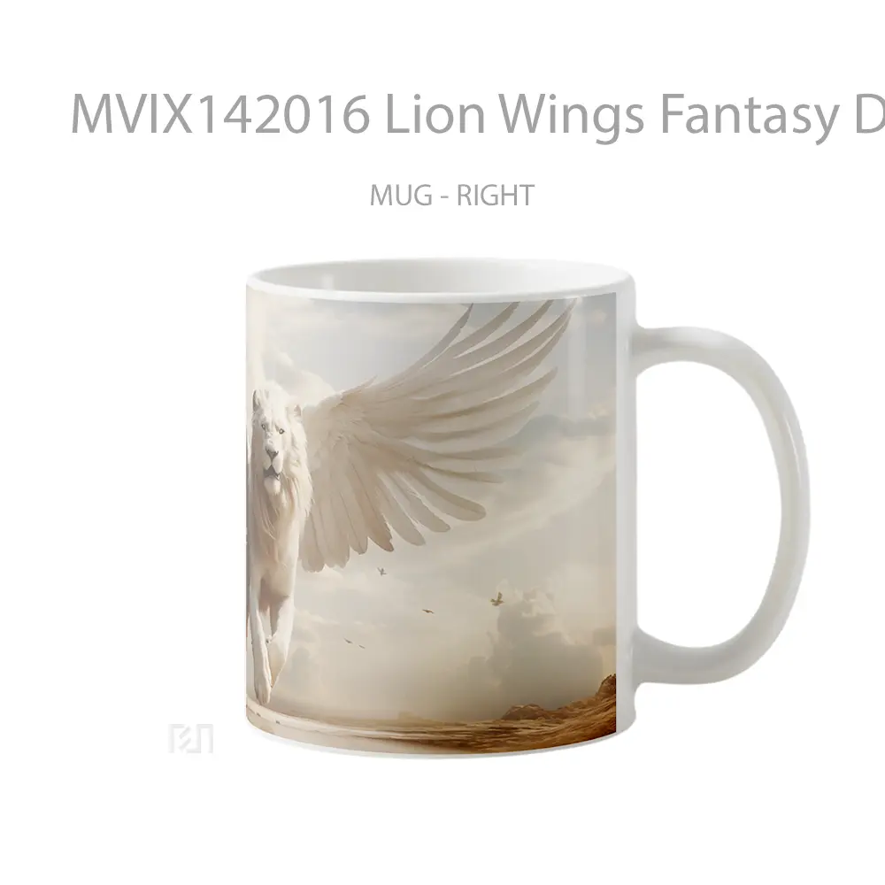 Mug Lion Wings Fantasy Digital Art Gelas Hewan Lucu - All-side / Desain