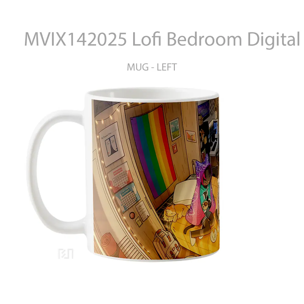 Mug Lofi Bedroom Digital Art Gelas Keramik Unik - All-side / Desain