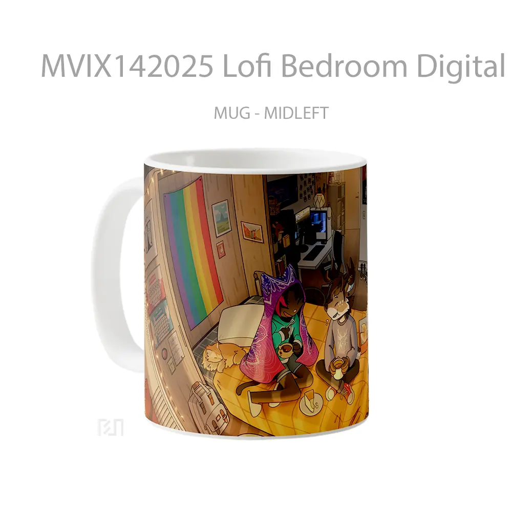 Mug Lofi Bedroom Digital Art Gelas Keramik Unik - All-side / Desain