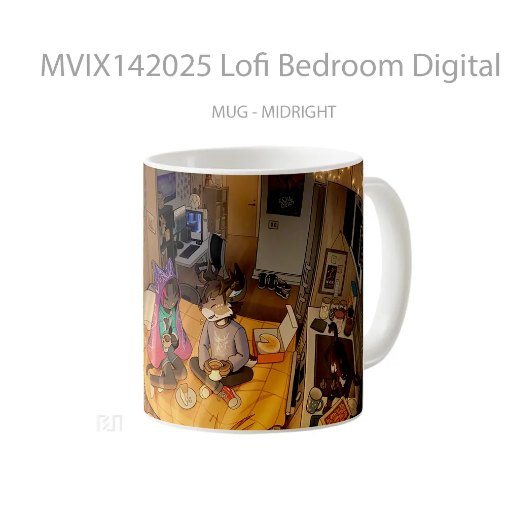 Mug Lofi Bedroom Digital Art Gelas Keramik Unik - All-side / Desain