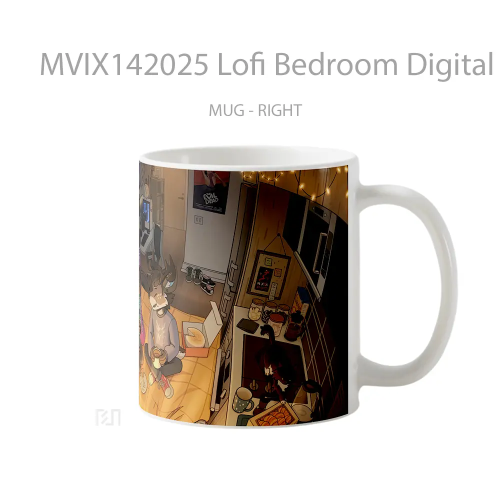 Mug Lofi Bedroom Digital Art Gelas Keramik Unik - All-side / Desain