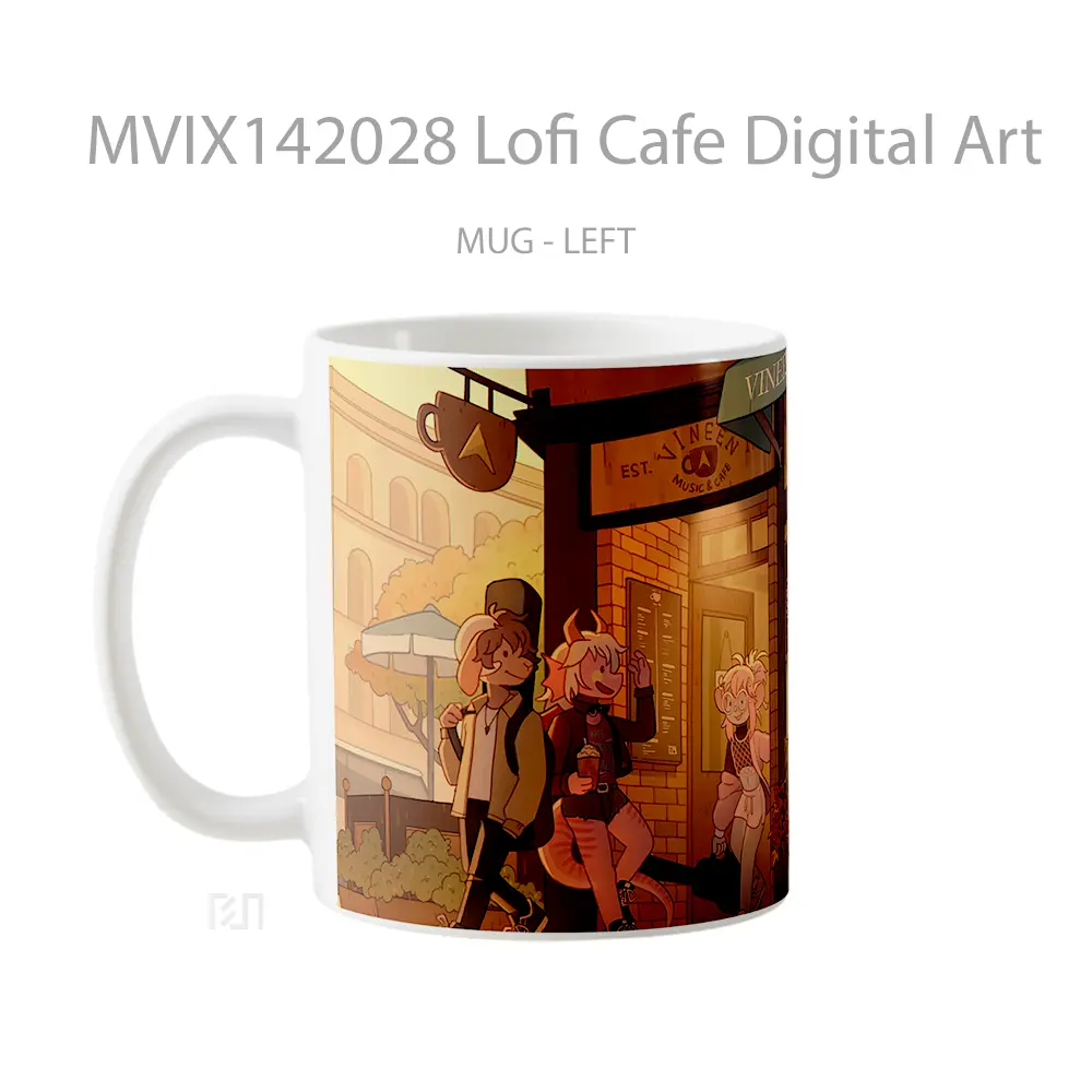 Mug Lofi Cafe Digital Art Gelas Keramik Unik - All-side / Desain