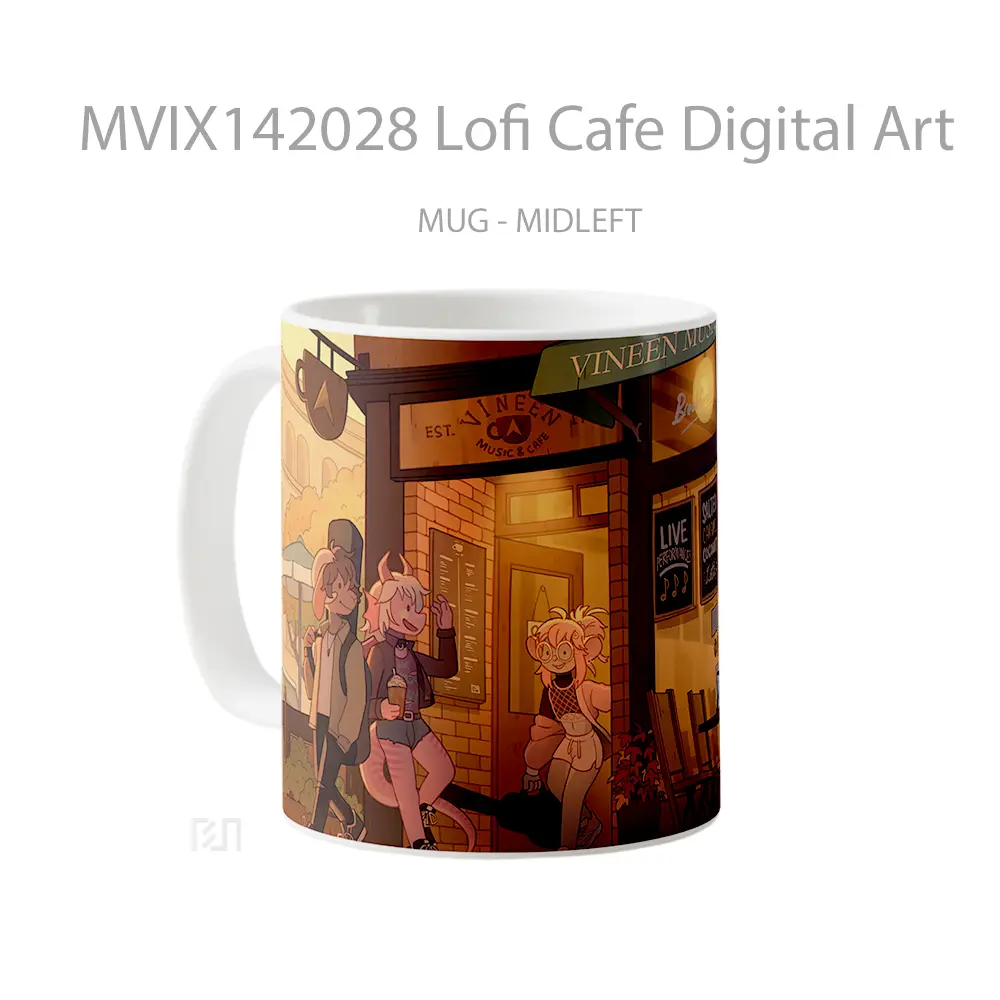 Mug Lofi Cafe Digital Art Gelas Keramik Unik - All-side / Desain