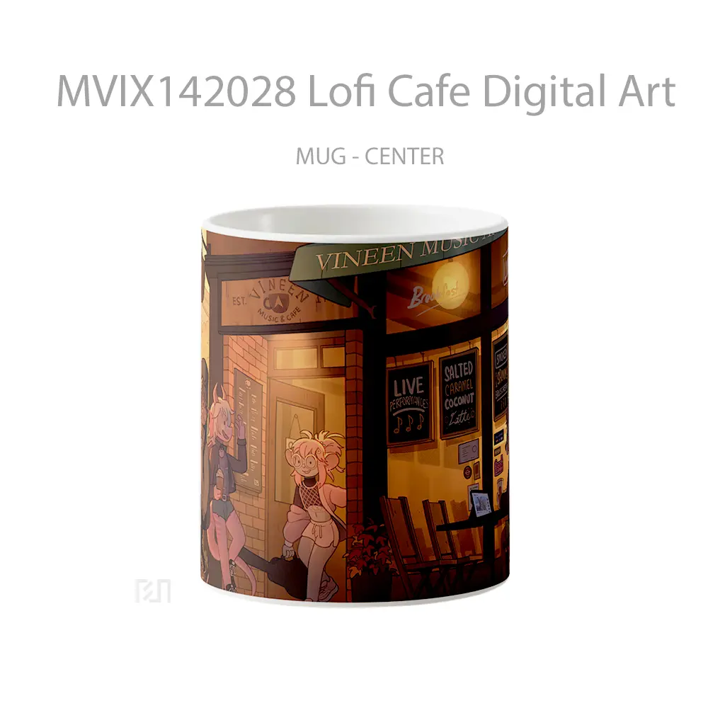 Mug Lofi Cafe Digital Art Gelas Keramik Unik