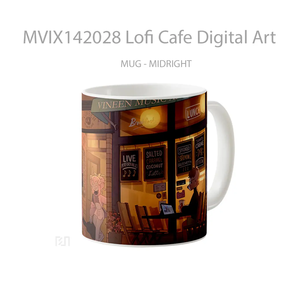 Mug Lofi Cafe Digital Art Gelas Keramik Unik - All-side / Desain